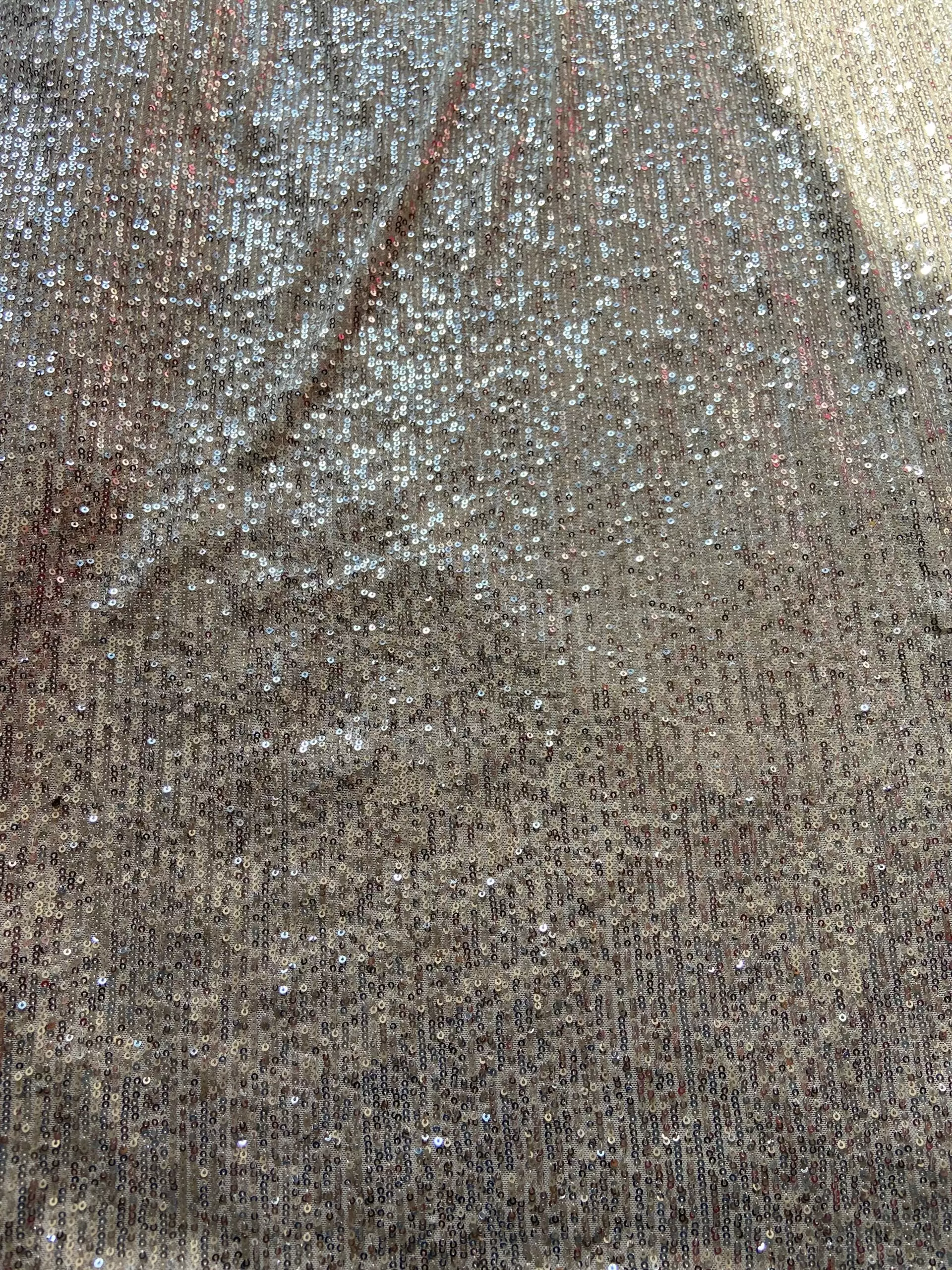 Imported Lycra Thread & Sequin Embroidery on Cream Fabric