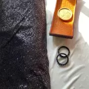 Imported Lycra Thread & Sequin Embroidery on Black Fabric