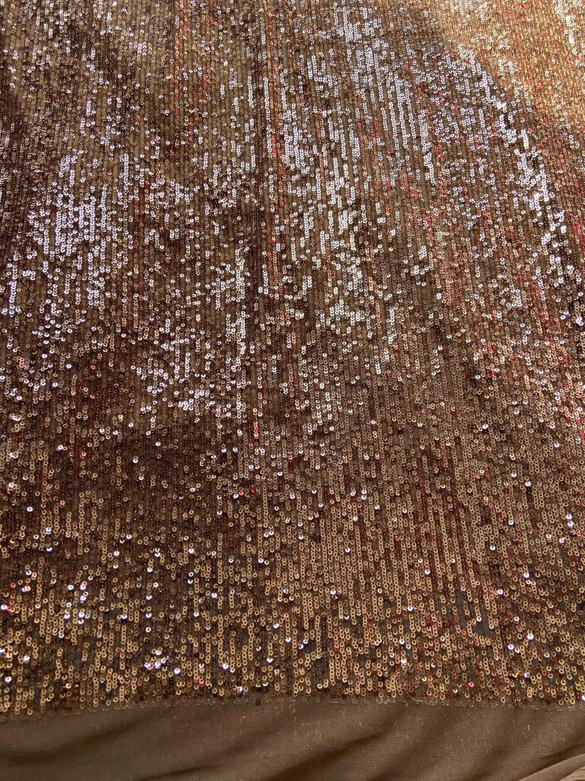 Imported Lycra Thread & Sequin Embroidery on Golden Fabric