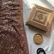 Imported Lycra Thread & Sequin Embroidery on Golden Fabric