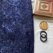 All Over Sequin & Cut Dana Embroidery On Neavy Blue Net Fabric