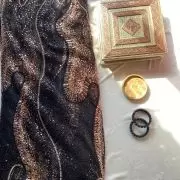 Black Net Big Width Heavy Golden Cut Dana & Sequin Embroidery Fabric