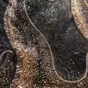 Black Net Big Width Heavy Golden Cut Dana & Sequin Embroidery Fabric