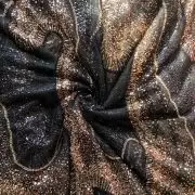 Black Net Big Width Heavy Golden Cut Dana & Sequin Embroidery Fabric