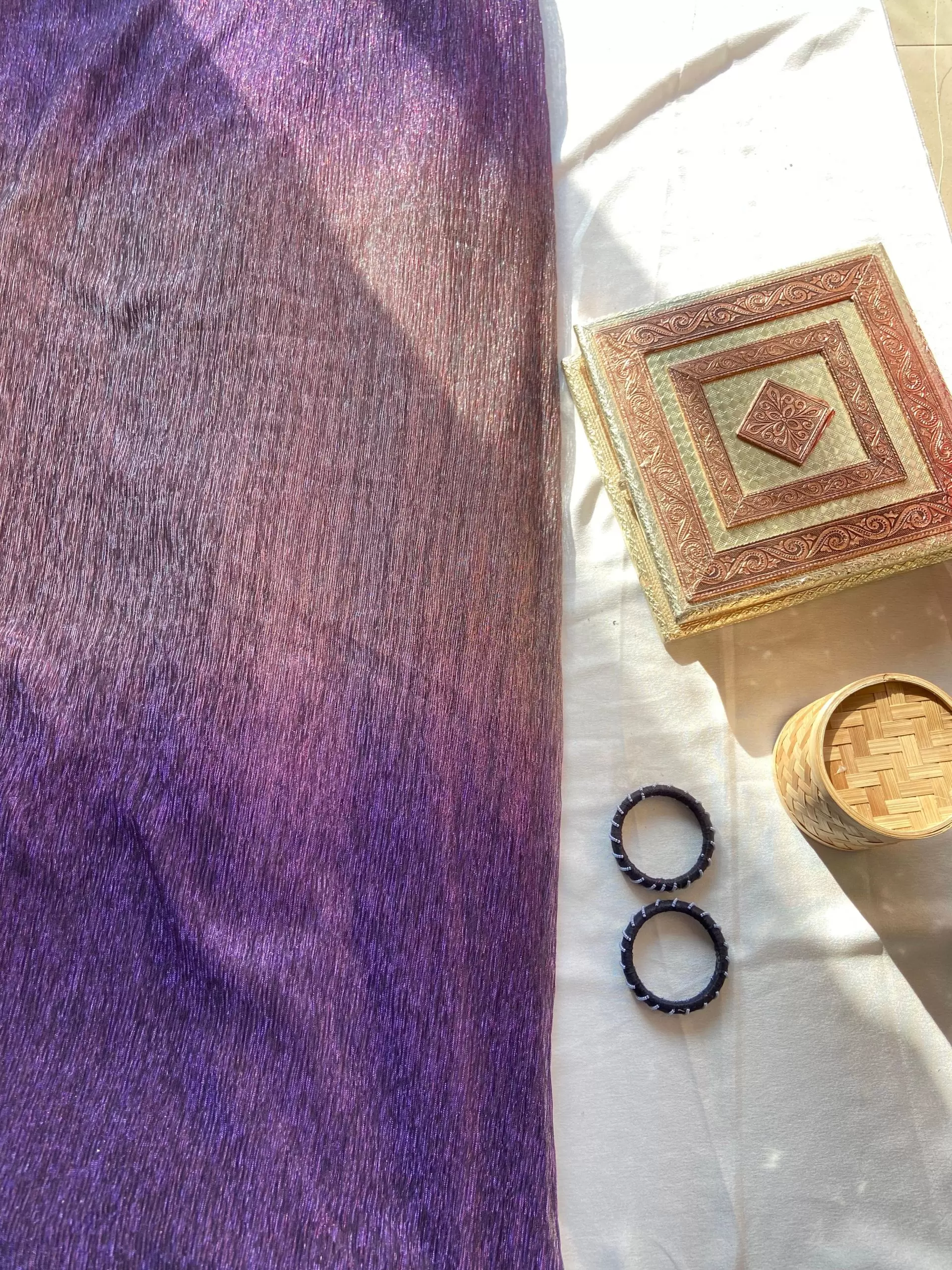 Lurex Lycra Ombre Light Purple to Purple shaded fabric in big width