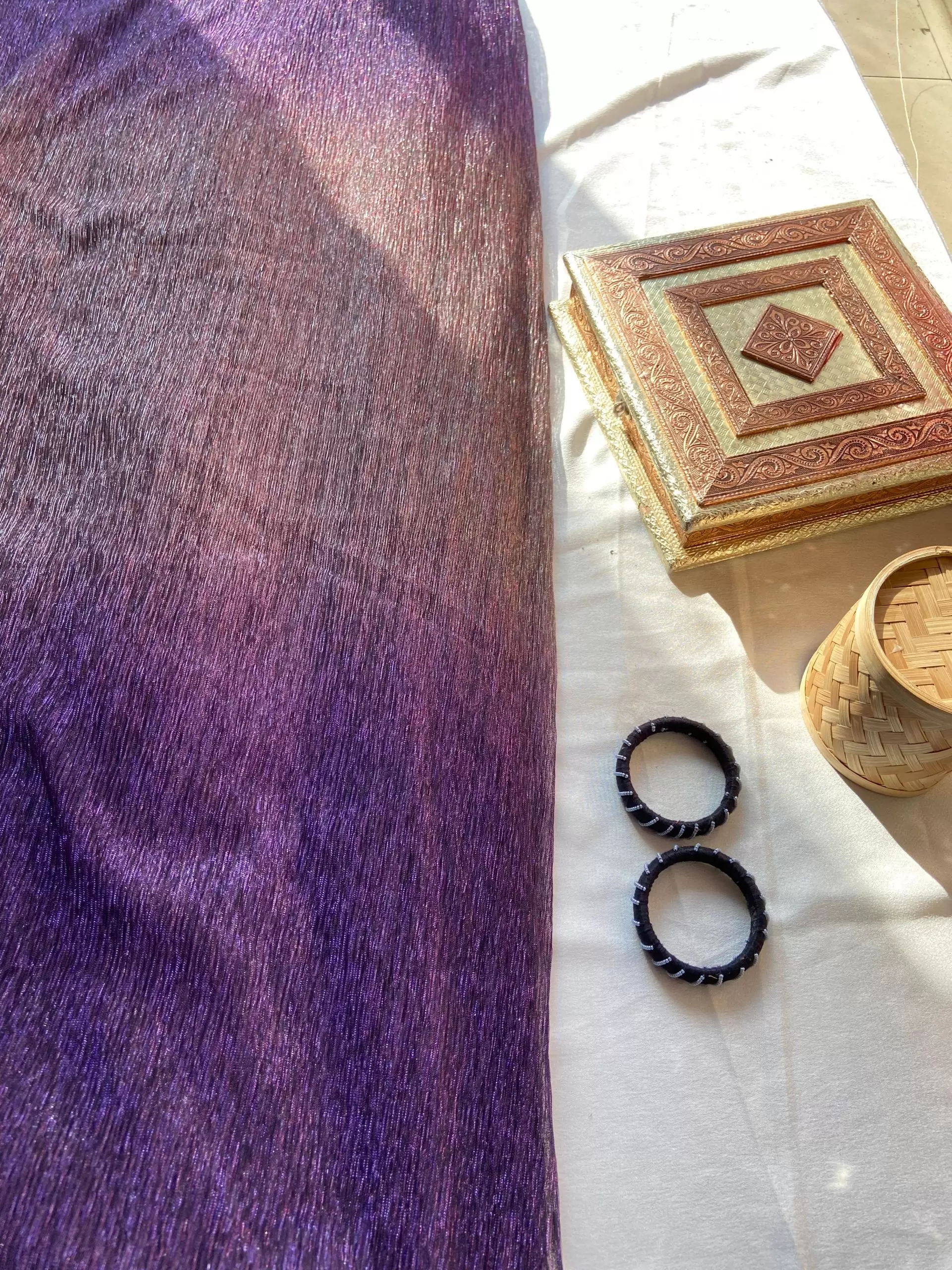 Lurex Lycra Ombre Light Purple to Purple shaded fabric in big width