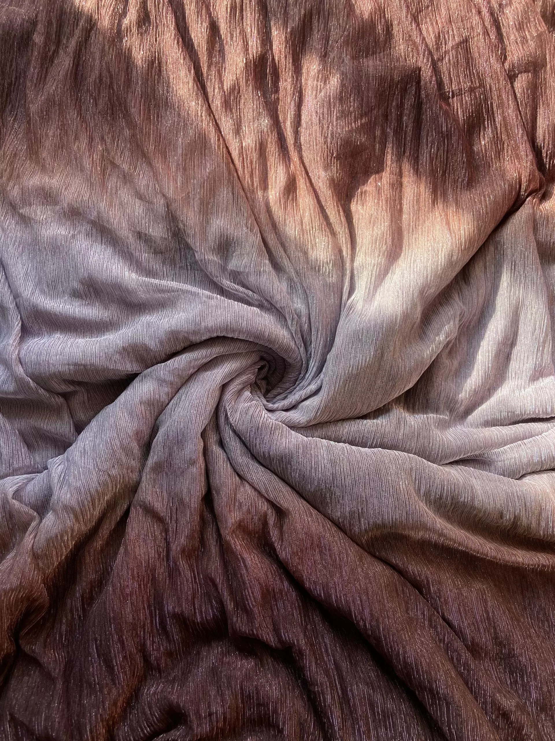 Lurex Lycra Ombre Light Blue to wine shaded fabric in big width