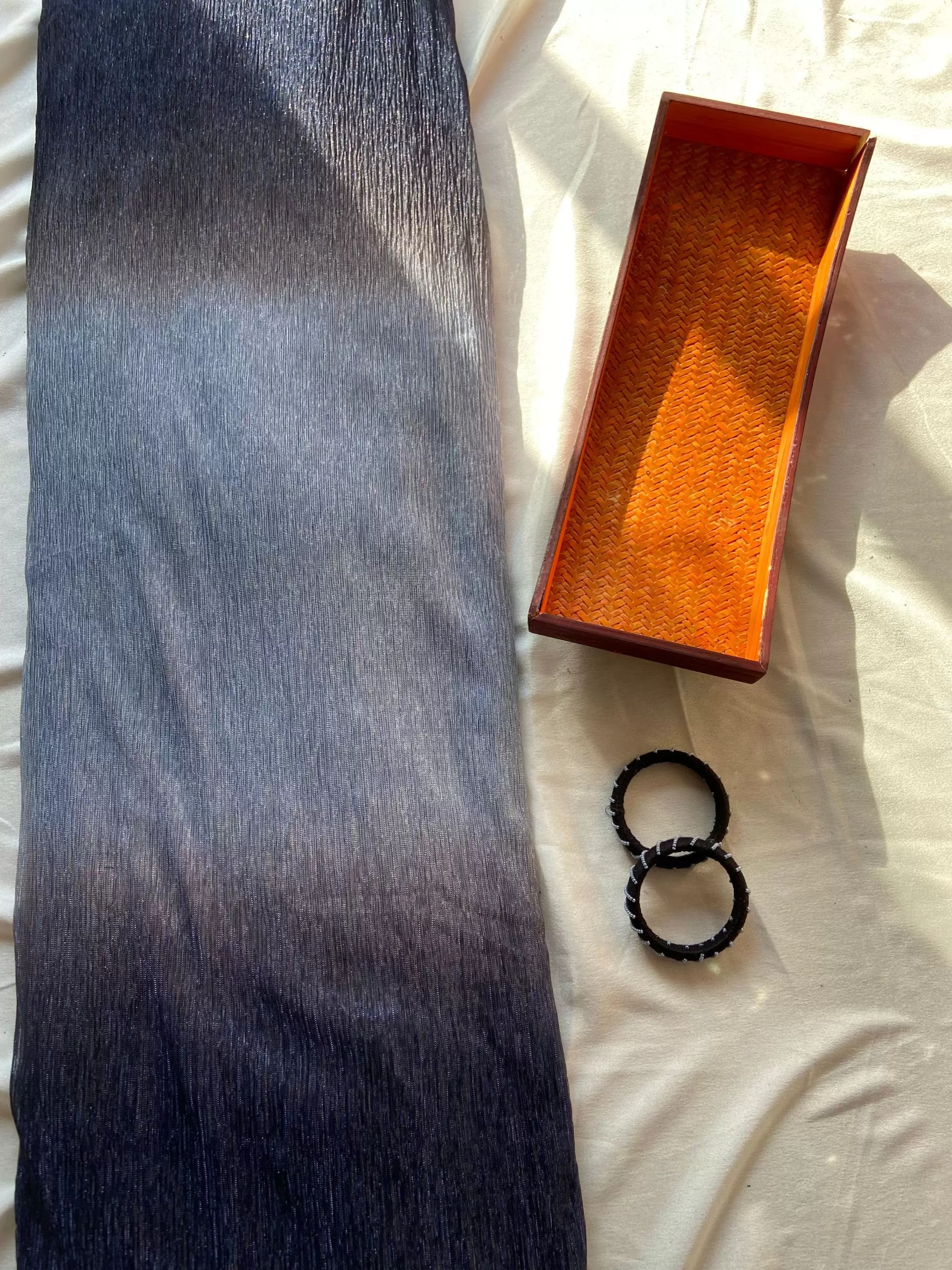 Lurex Lycra Ombre Light to Neavy Blue shaded fabric in big width