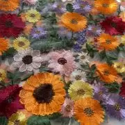 Multicolour Thread Embroidery Flower Applique On White Big Width Net Fabric