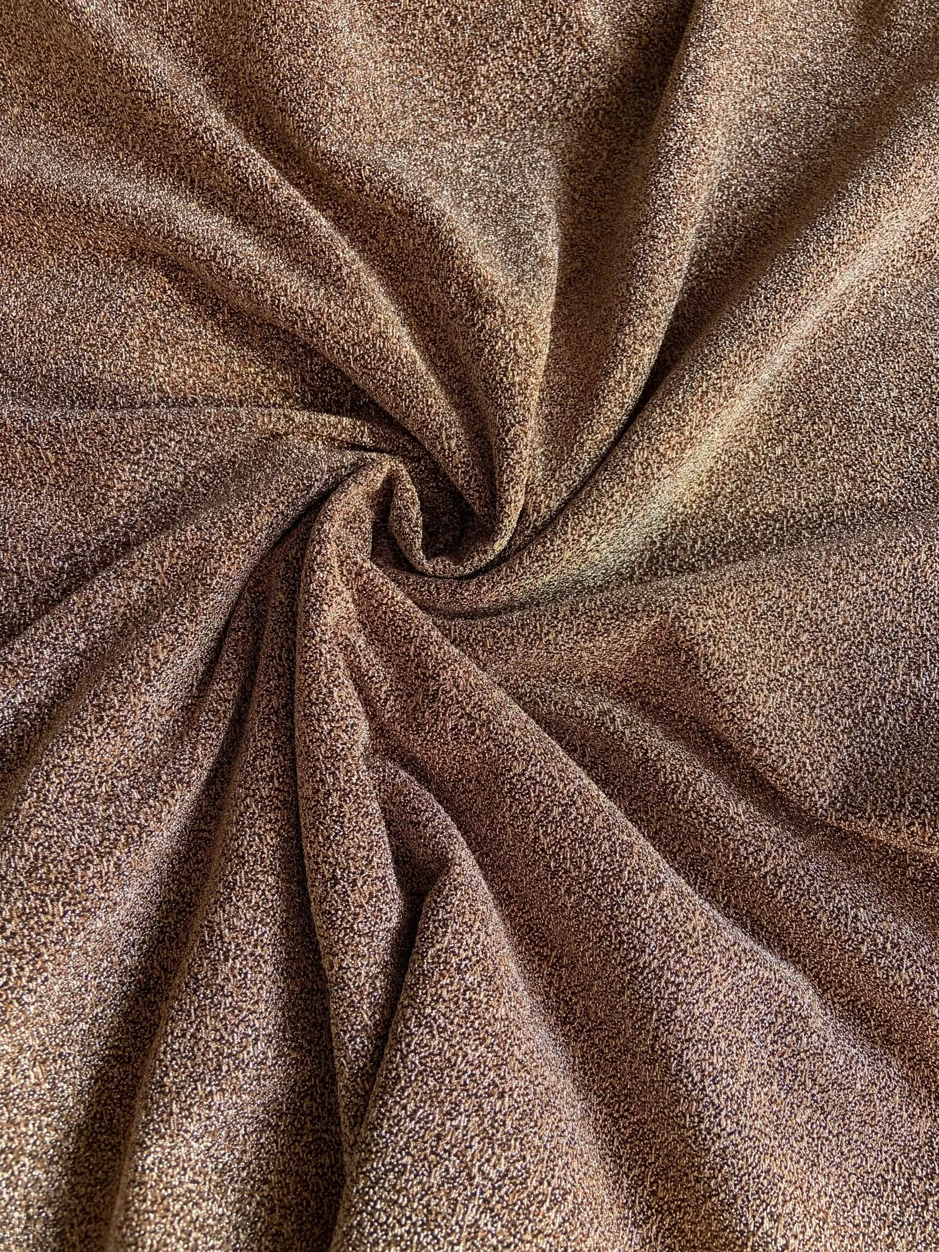 Lurex Lycra shimmer fabric in Copper Gold colour in big width