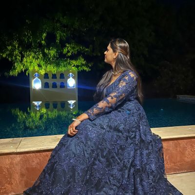 Navy Blue Pearl Embellishment Gown