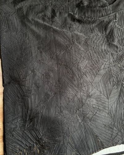 Black Crushed pleated fabric in abstract design in Big Width