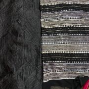 Black Crushed pleated fabric in abstract design in Big Width