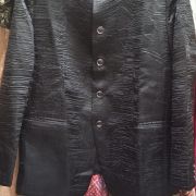 Black Crushed pleated fabric in abstract design in Big Width