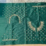 Bottle Green Heavy Hand Embroidery with Buti Work on Silk – Unstitched Blouse Piece
