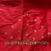 Red Heavy Hand Embroidery with Buti Work on Silk – Unstitched Blouse Piece