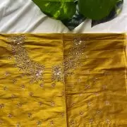 Mustard Yellow Heavy Hand Embroidery with Buti Work On Silk Unstitched Blouse