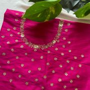 Pink Heavy Hand Embroidery with Buti Work On Silk Unstitched Blouse