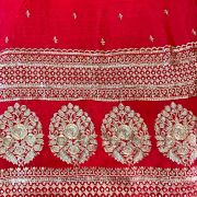 Red Pure Georgette fabric with heavy border