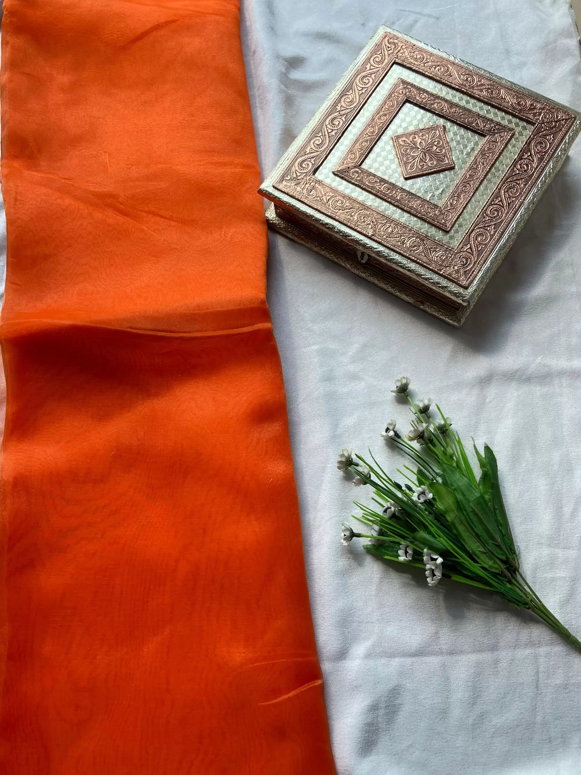 Orange plain organza fabic