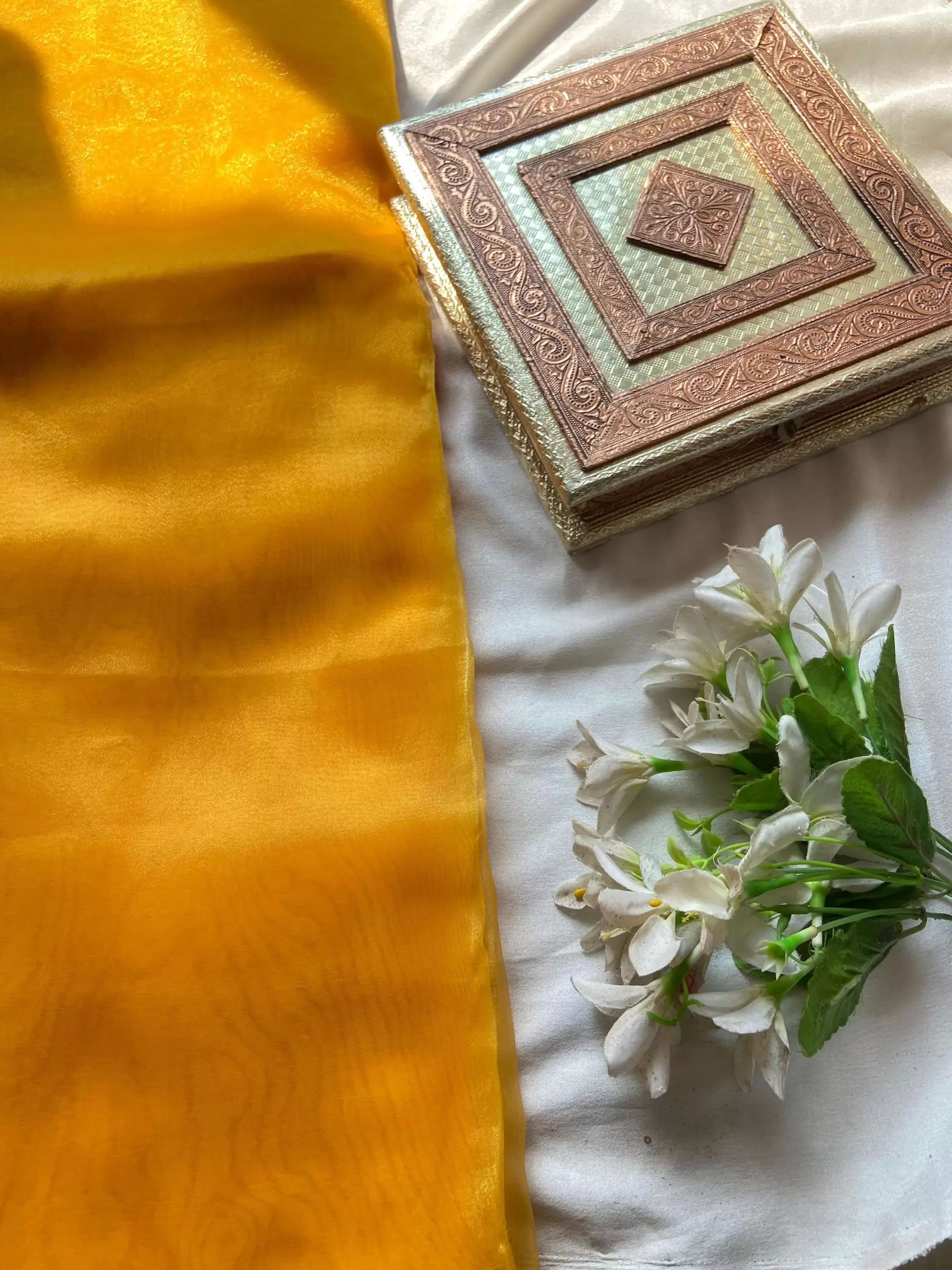 Yellow plain organza fabric