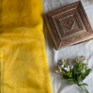 Lemon yellow plain organza fabric