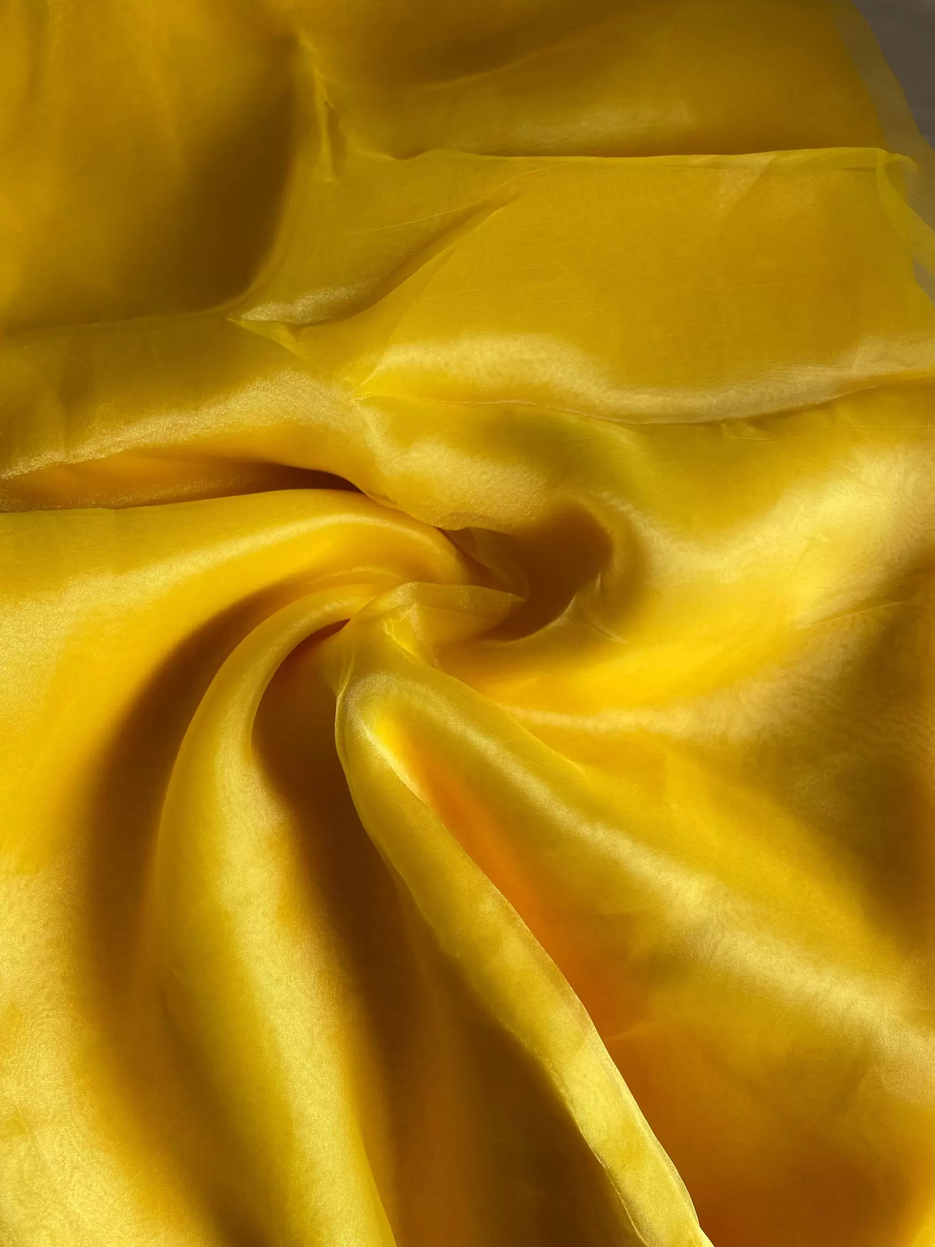 Lemon yellow plain organza fabric