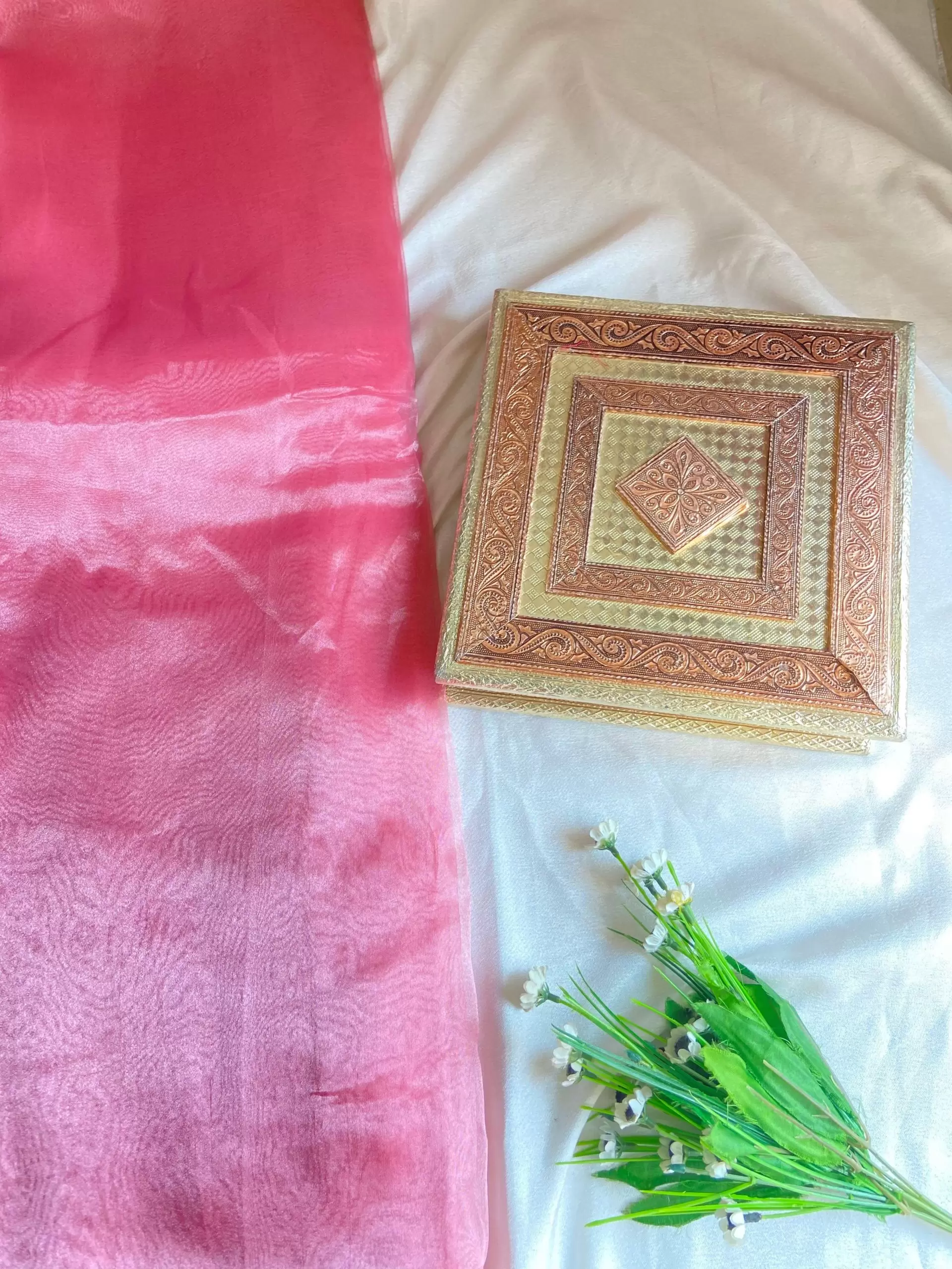 Blush pink plain organza fabric