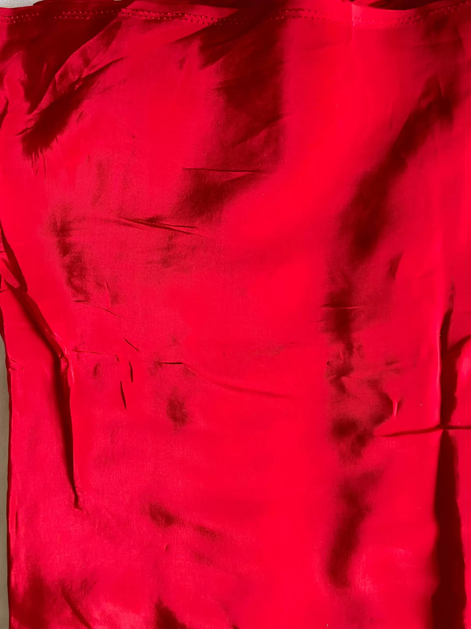 Red plain pure crepe fabric