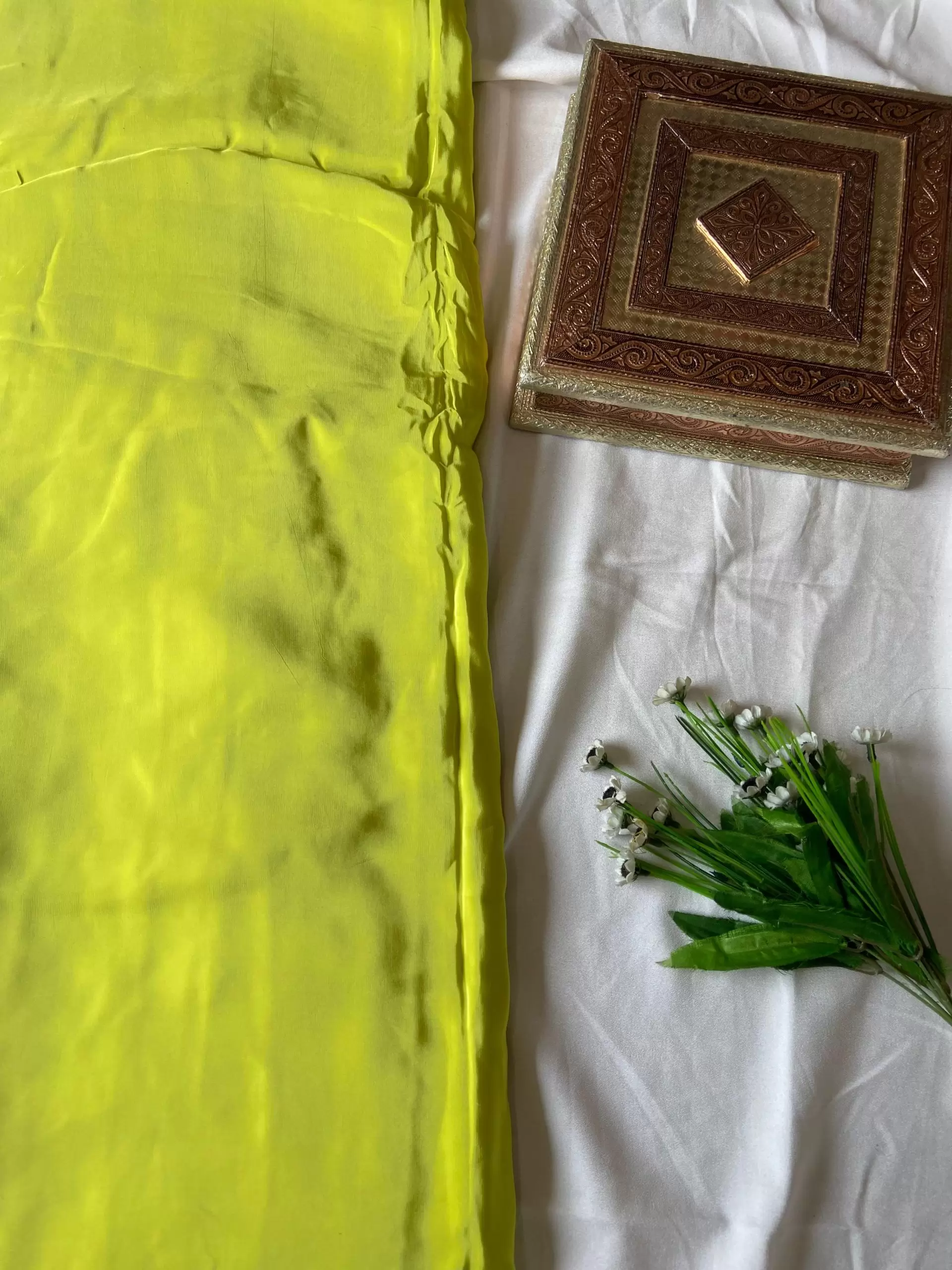 Parrot green plain pure crepe fabric