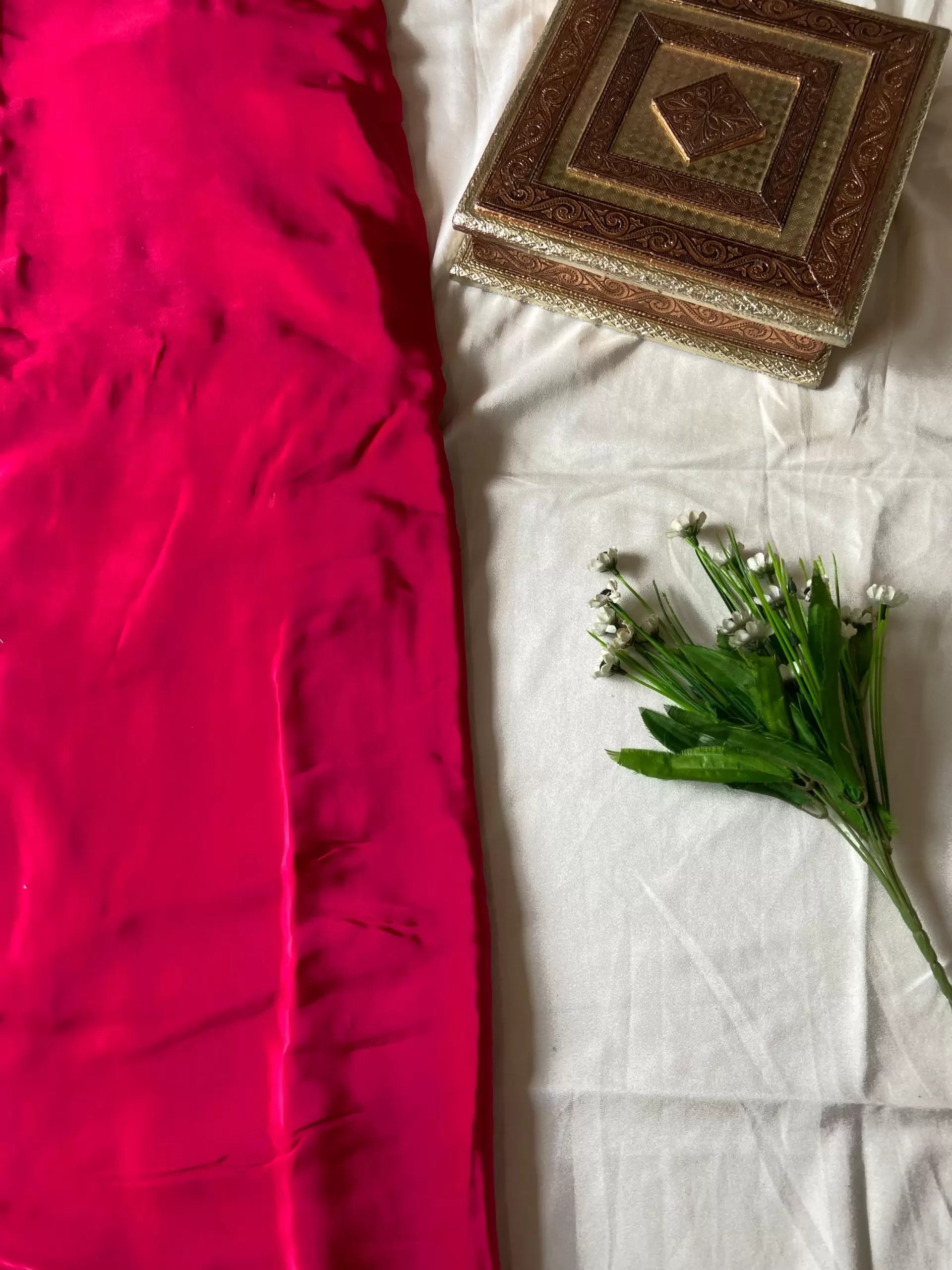 Rani pink plain pure crepe fabric