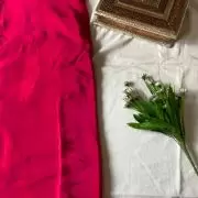 Rani pink plain pure crepe fabric