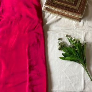 Rani pink plain pure crepe fabric