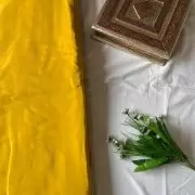 Mustard yellow plain pure crepe fabric