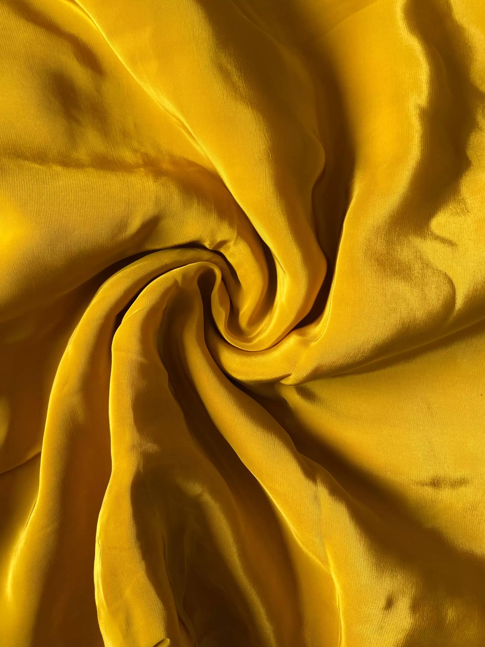 Mustard yellow plain pure crepe fabric