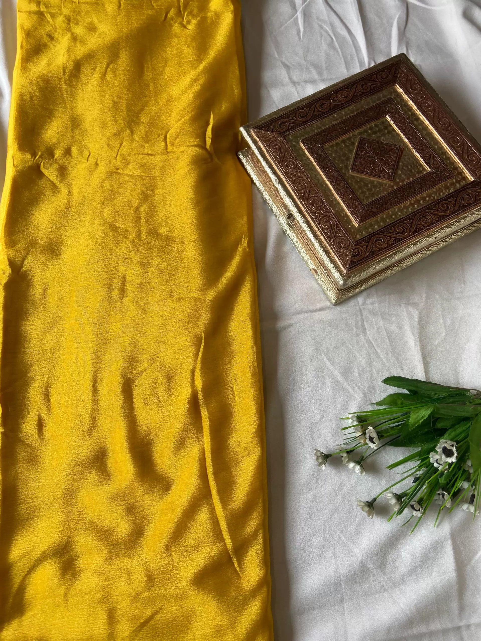 Plain yellow art chinon fabric