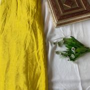 Plain lemon yellow art chinon fabric