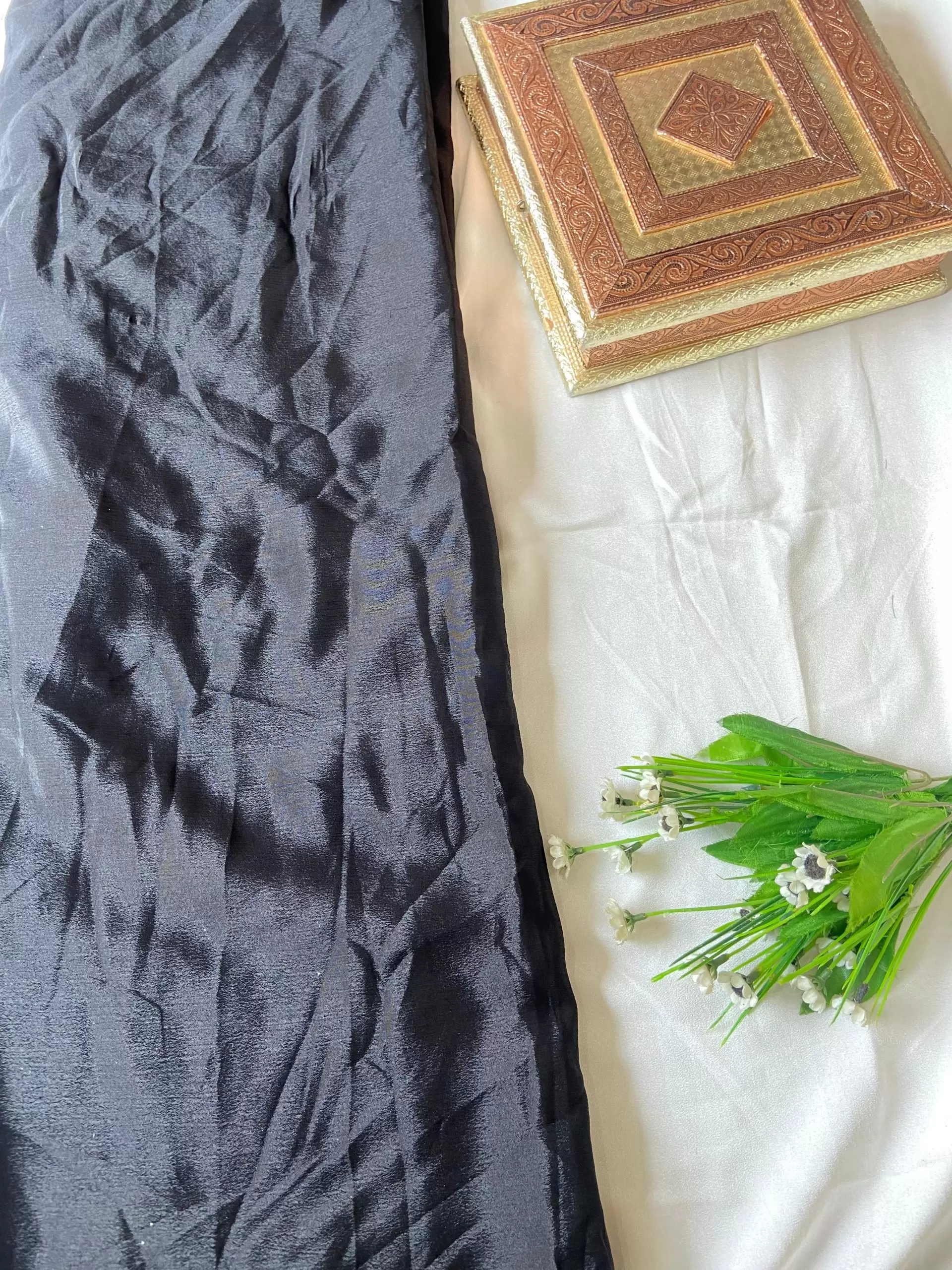 Plain black art chinon fabric