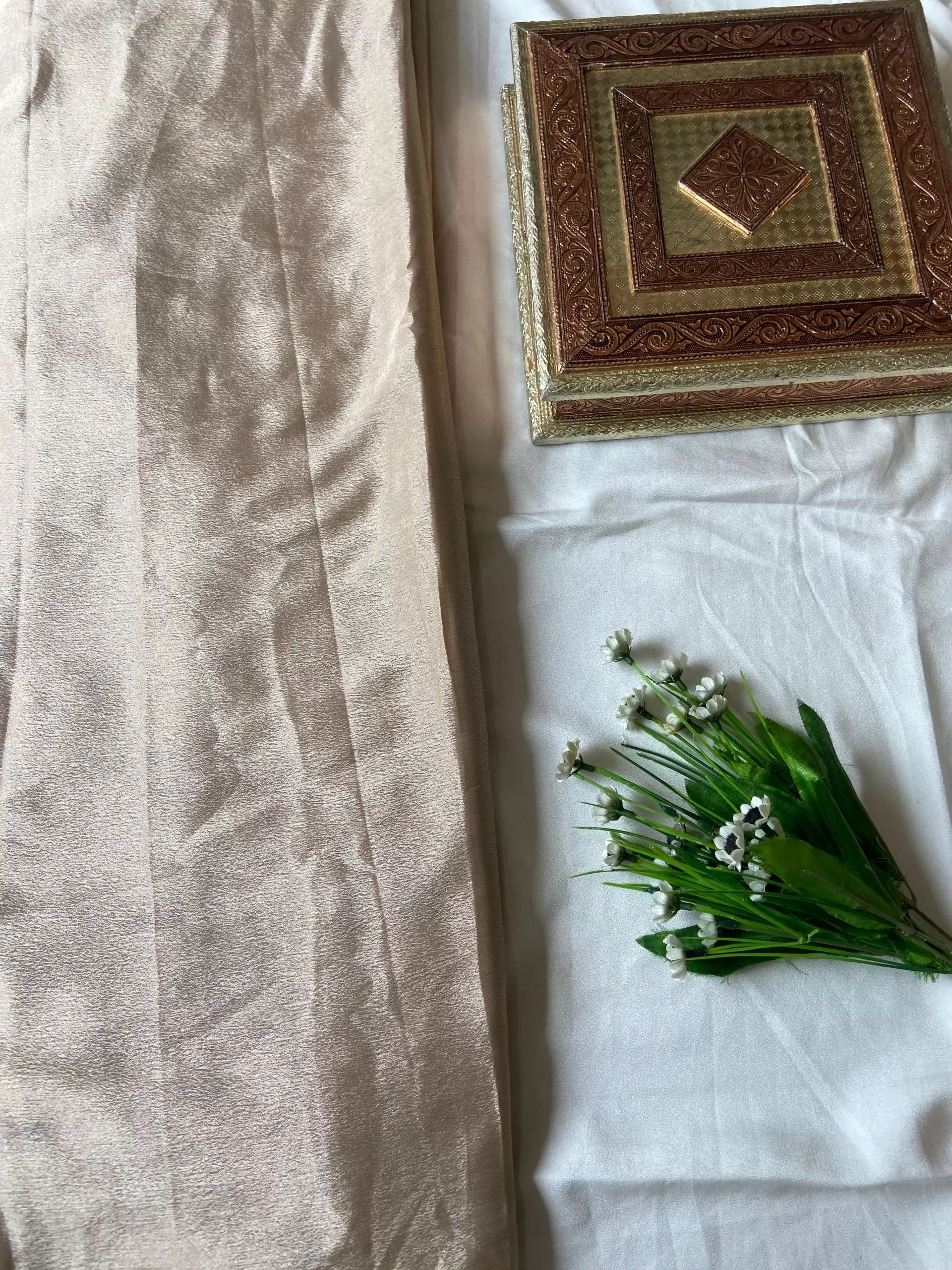 Plain beige art chinon fabric