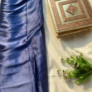 Navy blue plain moss satin fabric