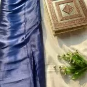 Navy blue plain moss satin fabric