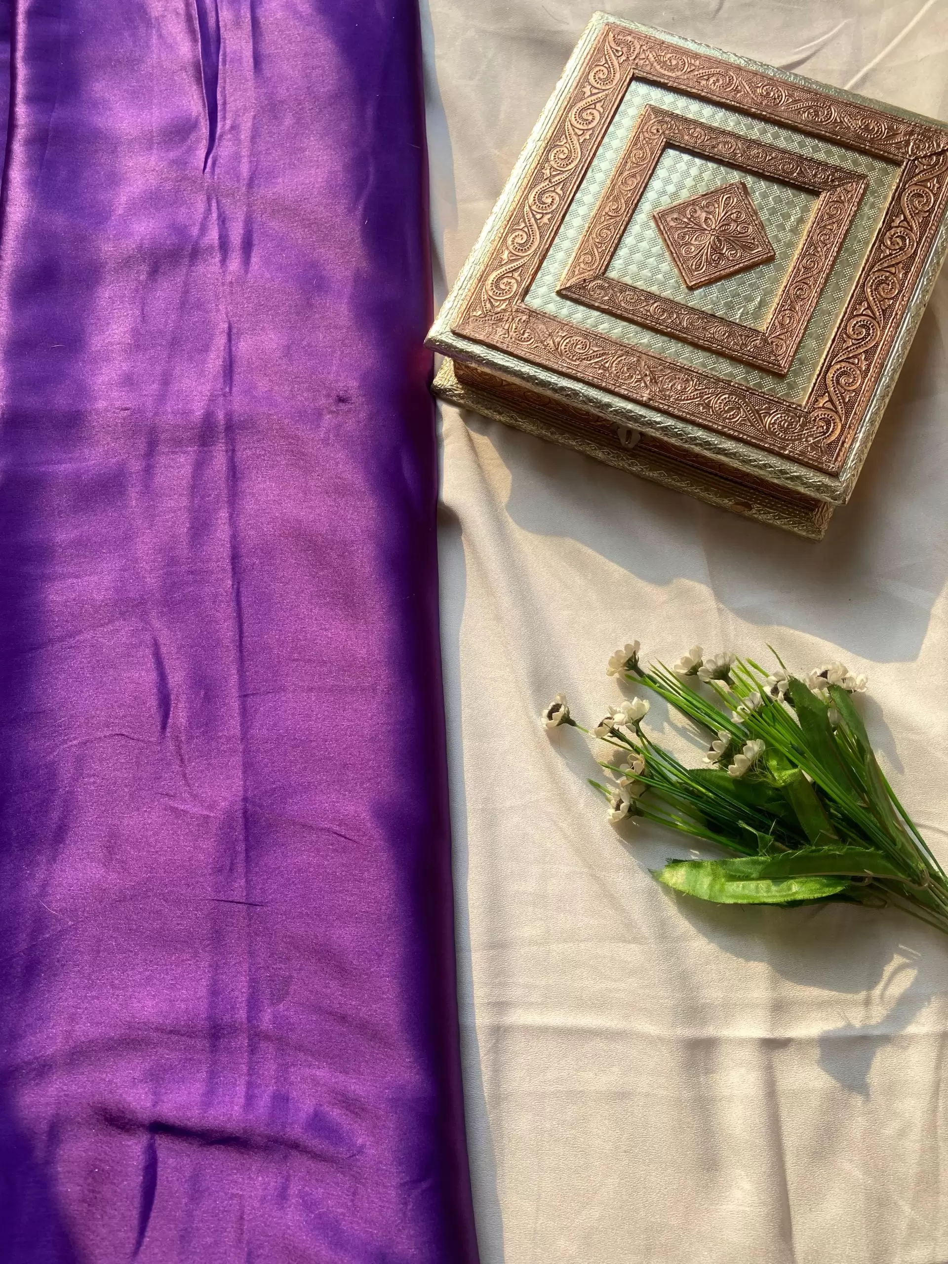 Purple plain moss satin fabric