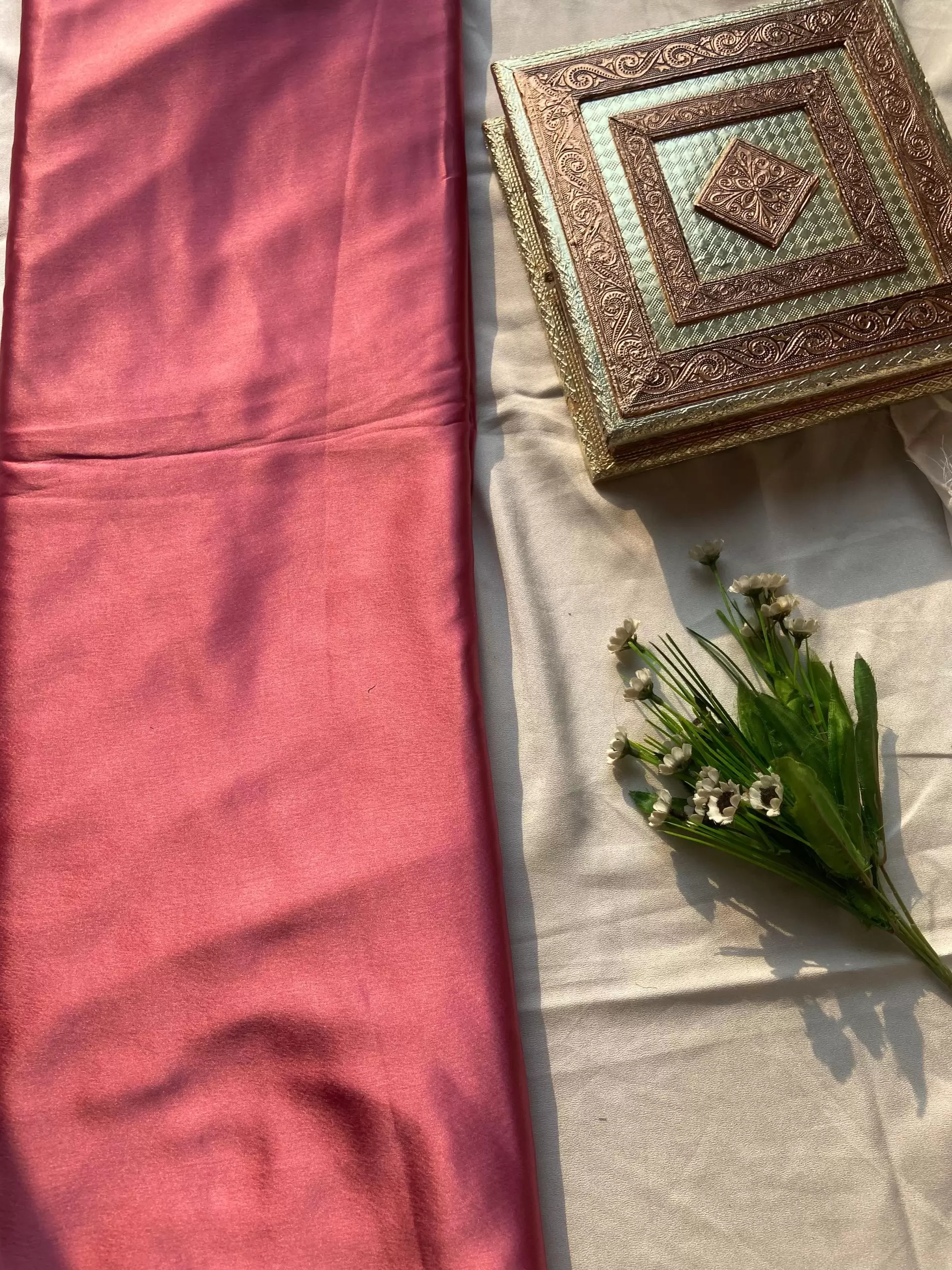 Blush pink plain moss satin fabric