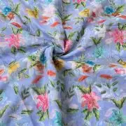 Lavender Organza Fabric with Position Print & Floral Sequin Embroidery