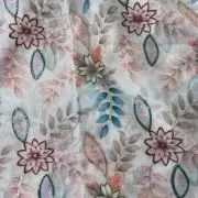 White Organza Fabric with Position Print & Floral Sequin Embroidery