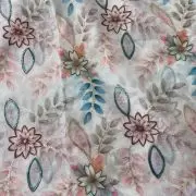 White Organza Fabric with Position Print & Floral Sequin Embroidery