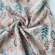 White Organza Fabric with Position Print & Floral Sequin Embroidery