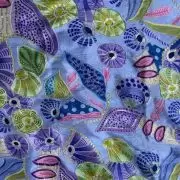 Lavender Purple Organza Fabric with Position Print & Floral Sequin Embroidery