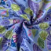 Lavender Purple Organza Fabric with Position Print & Floral Sequin Embroidery