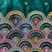 Bottle Green Organza Satin Fabric with Heavy Multicolored Border in Daman Style